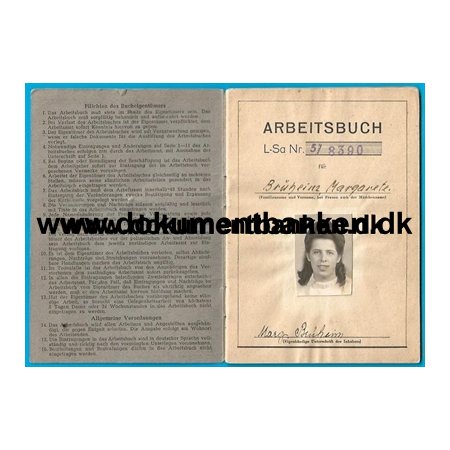 Arbeitsbuch Margarete Brheim, Neukirshen, Geboren 10 Februar 1912 