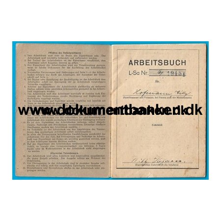 Arbeitsbuch Willy Hoffmann, Geboren 29 september 1897 in Sachsen