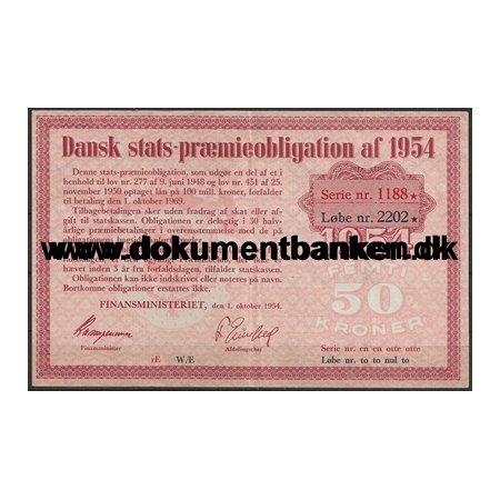Prmieobligation 1954 - 50 kr