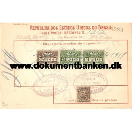 Brasilien Kvittering for modtagelse -  14 juni 1918