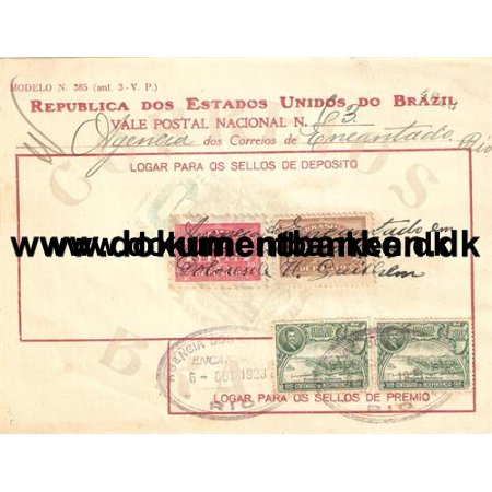Brasilien Kvittering for modtagelse -  6 oktober 1923
