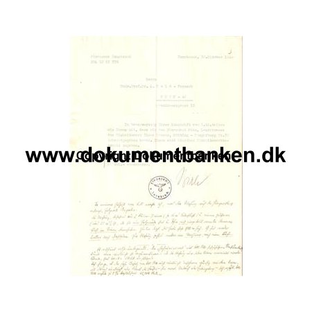 ll verdenskrig - Finansamt Innsbruch 10 Oktober 1940 til Prof. A. Hold - Ferneck.