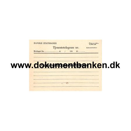 Danske Statsbaner Tjenestetelegram brugt som kvittering 