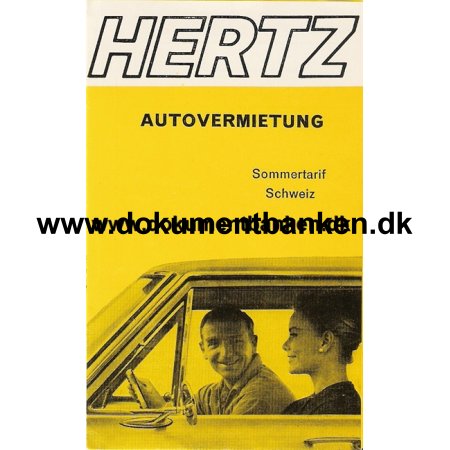 Hertz. Biludlejning. Autovermietung. Sommertarif. Schweiz.1964