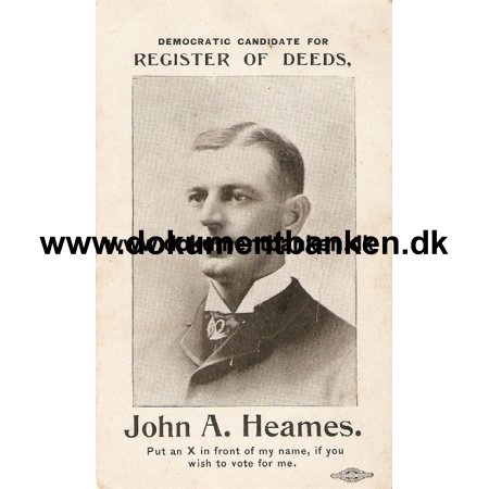 Register Of Deeds. Democratic John A. Heames. Valgkort