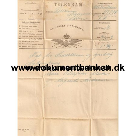 Dohlmann. Kalbygaard, Laven. Jylland. Statsbanetelegram 1909