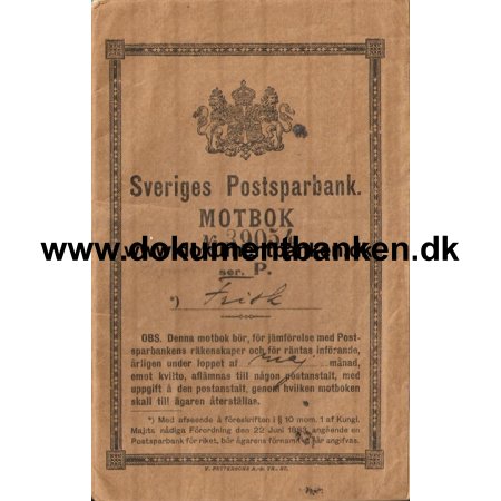 Sveriges Postsparbank, Motbok, 1907 - 1910
