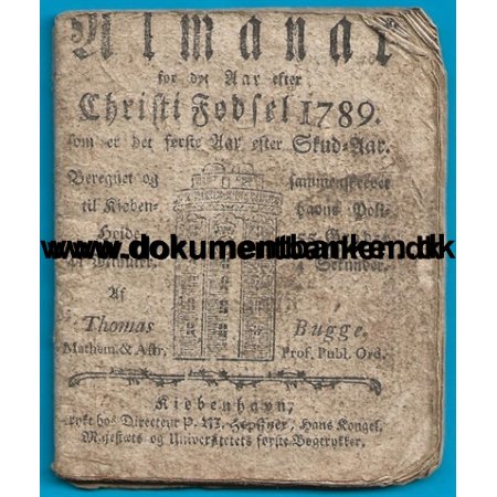 Almanak, Christi Fdsel, Dokument, Danmark, 1789