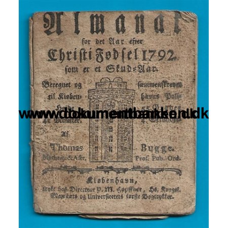 Almanak, Christi Fdsel, Dokument, Danmark, 1792