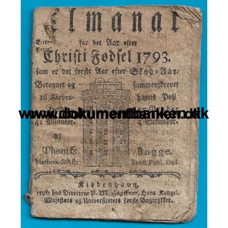 Almanak, Christi Fdsel, Dokument, Danmark, 1793