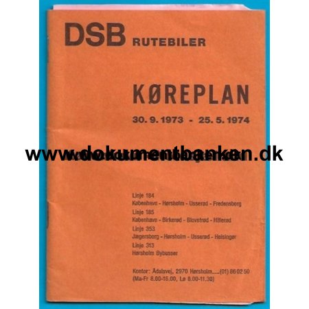 DSB Rutebiler Kreplan Kbenhavn - Nordsjlland 1973