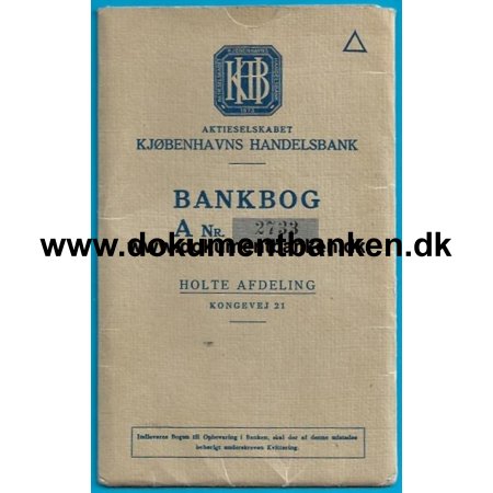 Kjbenhavns Handelsbank Holte Afd. Kongevej 21 Bankbog