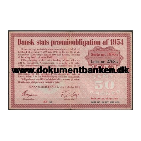 Prmieobligation 1954 - 50 kr