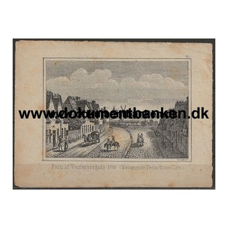 Vesterbrogade Parti af det nuvrende Vesterbro Torv Kobberstik ca. 1750