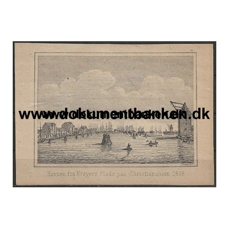 Havnen fra Kryers Plads p Christianshavn 1839 Kobberstik