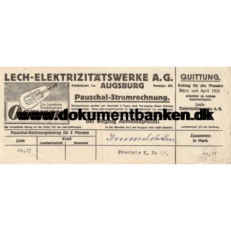 Lech-Elektrizittswerke A. G. Augsburg 1921