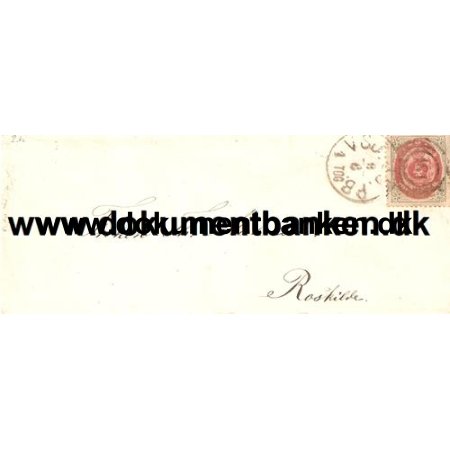 Kuvert Roskilde. 4 skilling gr/rd 1870