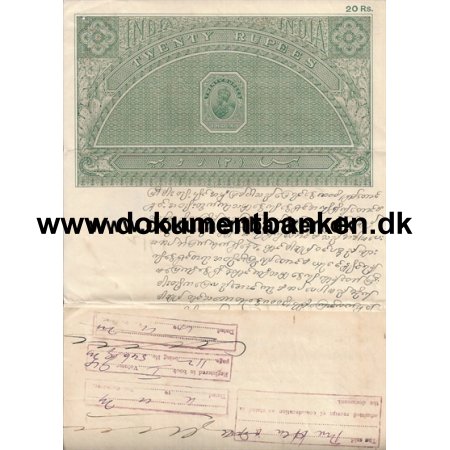 Burma (Myanmar) Stempelmrke Dokument King George d V. 1924 