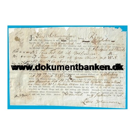 Norge, Strmstad, Skibet Enigheten, Fragtbrev, 9 september 1811