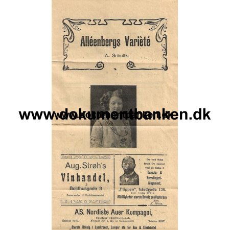 Alleenbergs Variete Frederiksberg Alle 76 Program 1913