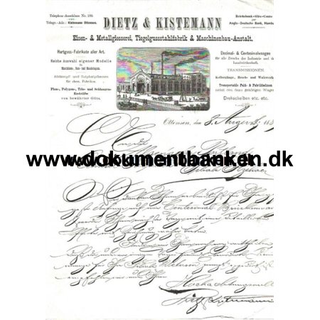 Dietz & KistemannEisen- & Metalgiesserei Ottesen Tyskland Faktura 1889