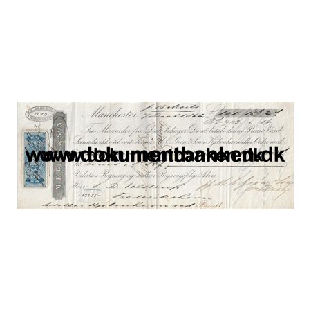 Veksel 16 Skilling Frederikshavn Manchester 1866