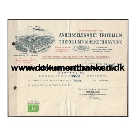 Andelsselskabet Trifolium Fabriksvej Frederiksberg Regning 