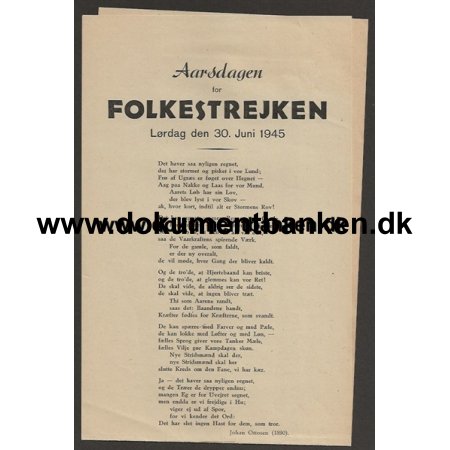 rsdagen for folkestrejken Lrdag d. 30 juni 1945 Lsblad