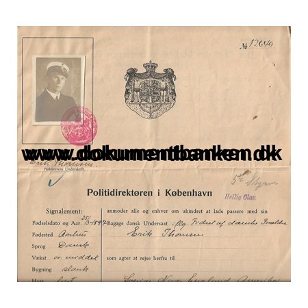 Erik Thomsen fdt d. 25 marts 1897 i rhus Styrmand Pas