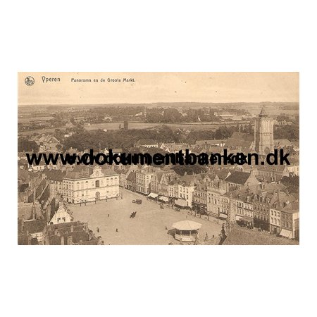 Ieper Panorama en de Groote Markt Belgien Postkort