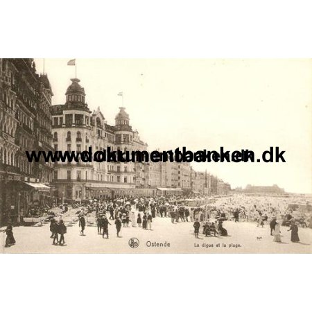 Oostende La dique et la plage Belgien Postkort