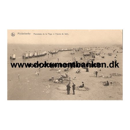 Middelkerke. Panorama de la Plage a l'heure du bain. Carte Postale