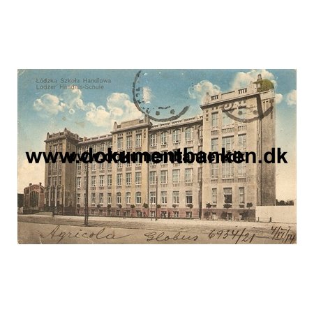 Lodz, Handels-Schule, Polen, Carte Postale