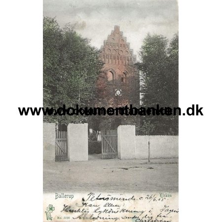 Ballerup Kirke, Ballerup, Postkort, 26 Juni 1905