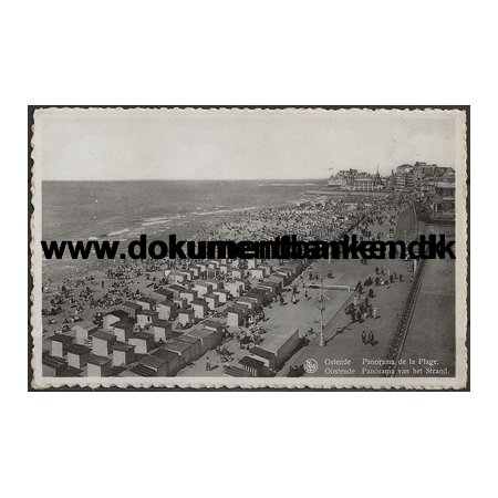 Oostende Panorama van het Strand Belgien Postkort