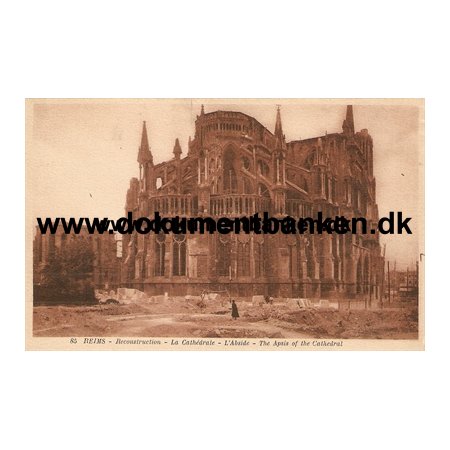 Reims, Genopbygningen af katedralen, Frankrig, Carte Postale