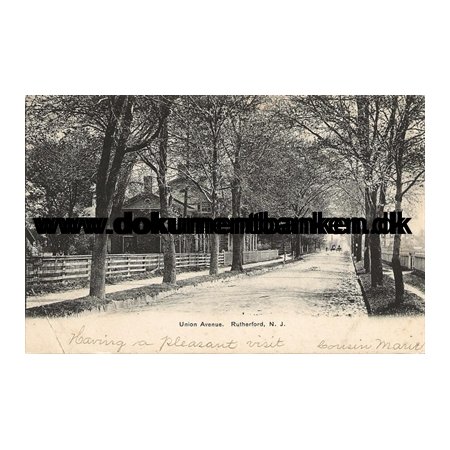 Union Avenue, Rutherford, N. J. USA, Postkort