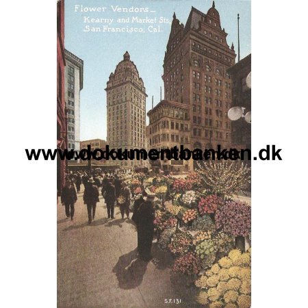 San Francisco, Flower Vendors, Kearny and Market, Post Card