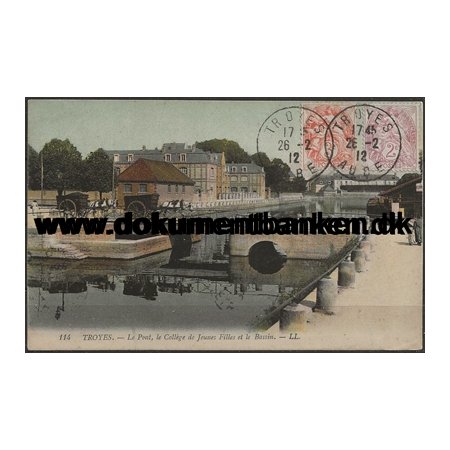 Troyes, Le Pont, Frankrig til DWI, Postkort, 1912