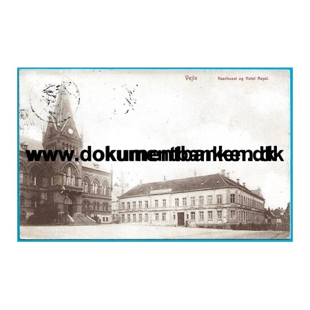 Vejle, Rdhuset og Hotel Royal, Jylland, Postkort