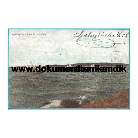 Sperlingsholm, Kappsegling i Gta elf mynding, Sverige, Postkort