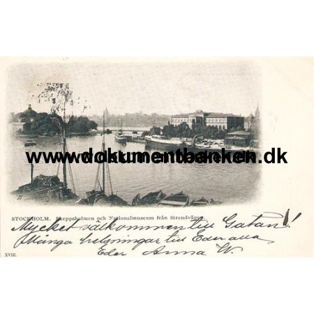 Stockholm, Skeppsholmen, Postkort, 1903