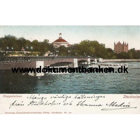 Stockholm, Skeppsholmen, Postkort, 1904