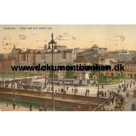 Stockholm, Sder med Karl Johans torg, Postkort, 1916