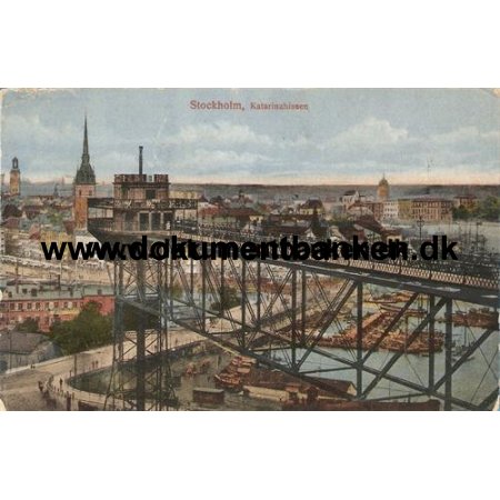 Stockholm, Katarinahissen, Postkort, 1920