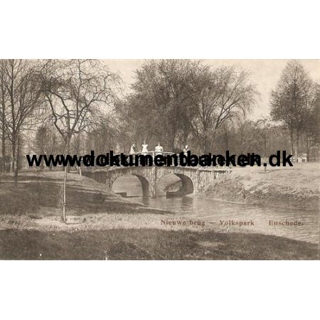 Enschede, Nieuwe brug, Volkspark, Holland, Postkort