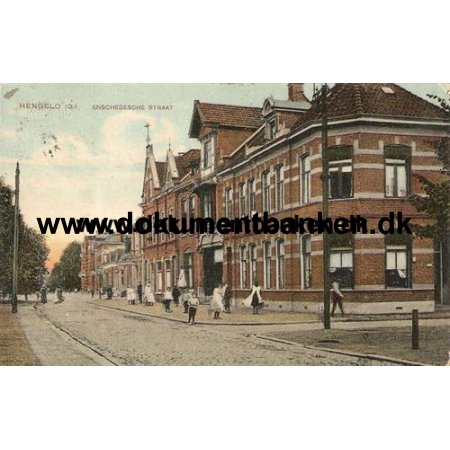 Hengelo, Enschedesche Straat, Holland, Postkort, 1910