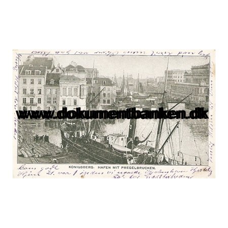 Knigsberg ( Kaliningrad ) Hafen mit Pregelbrucken. Postkarte 23 maj 1907
