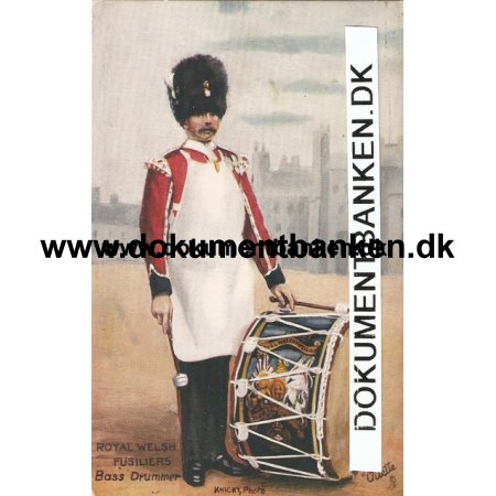 Royal Welsh Fusiliers Bass Drummer. Post Card.