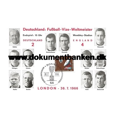 Fussball Vize Weltmeister, Tyskland, Postkort, 1966